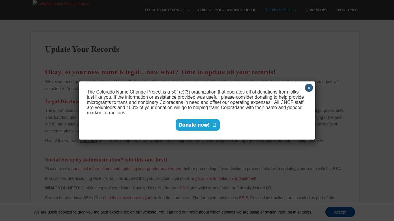Update Your Records - Colorado Name Change Project